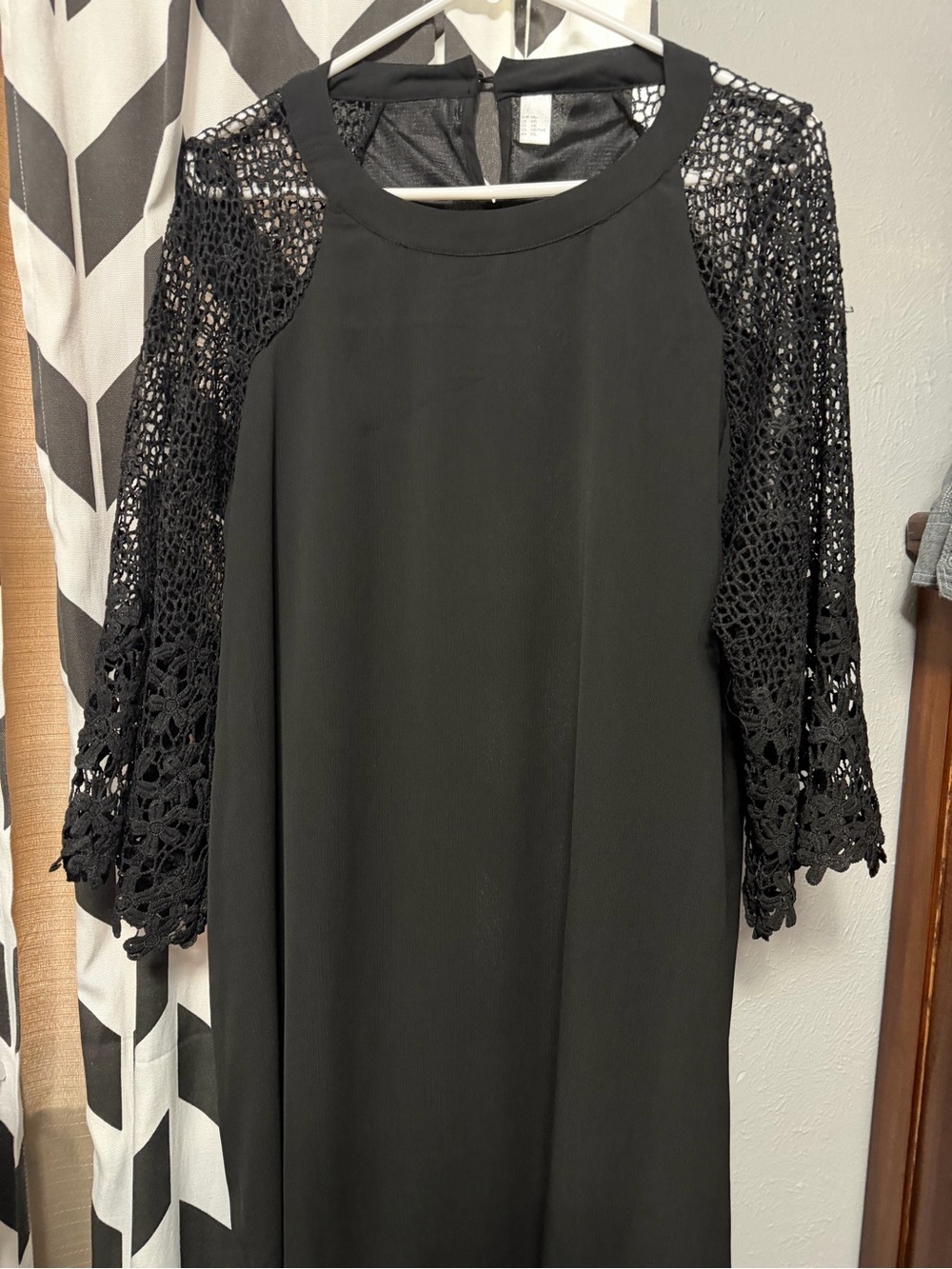 Amazon Black Long Sleeve Crochet Ponte Dress
